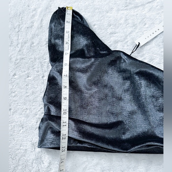 NWT- SUSANA MONACO Revolve One Arm Crop Top in Metallic Black - Picture 11 of 13